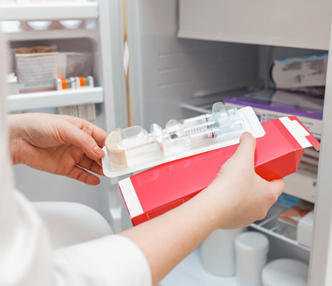 A pharmacy refrigerator is equipped with a temperature monitoring system that alerts staff when critical assets are exposed to extreme temperatures, and allows them to take corrective action to ensure patient safety as well as prove action was taken in compliance reports