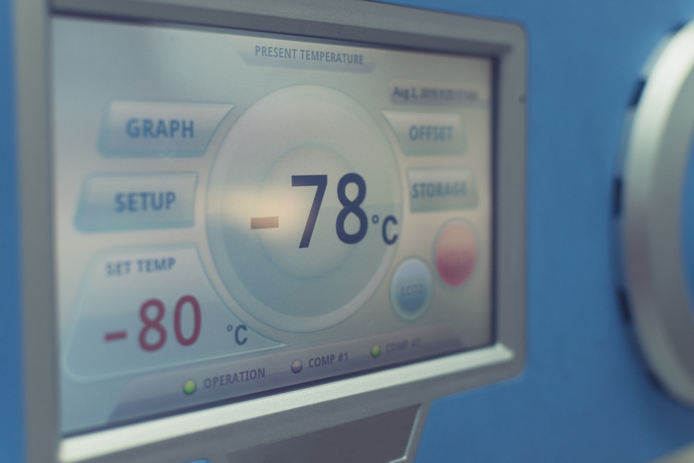 freezer temperature being displayed on a monitor