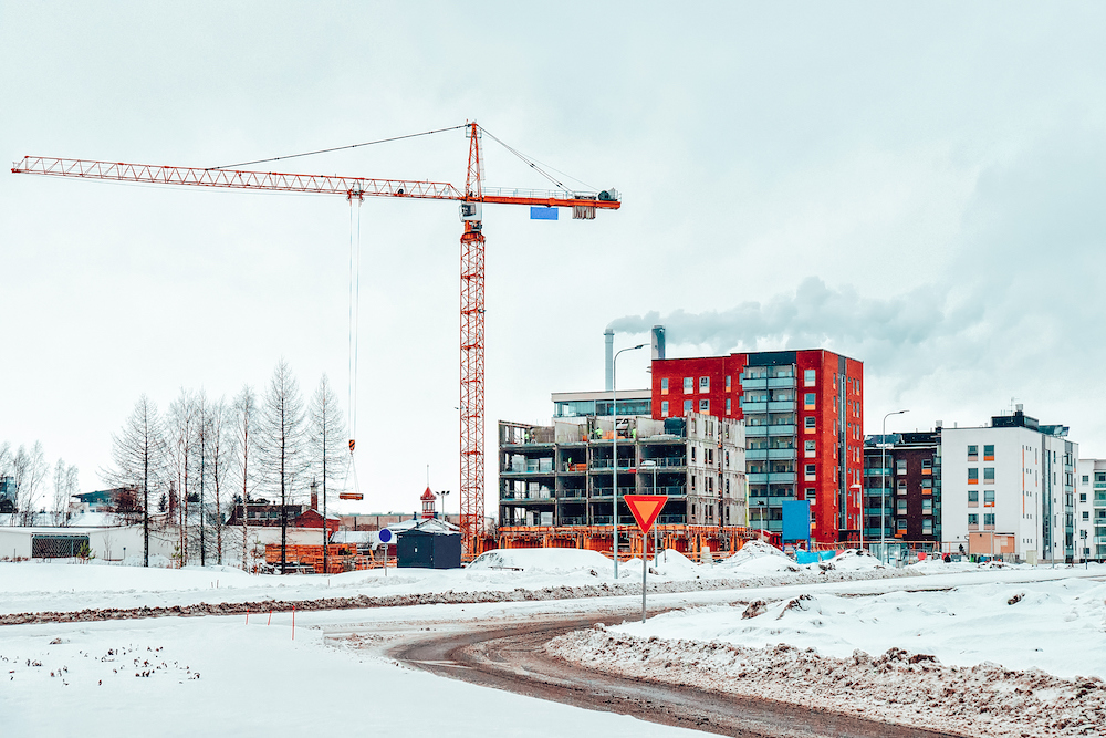 A construction project in the middle of winter