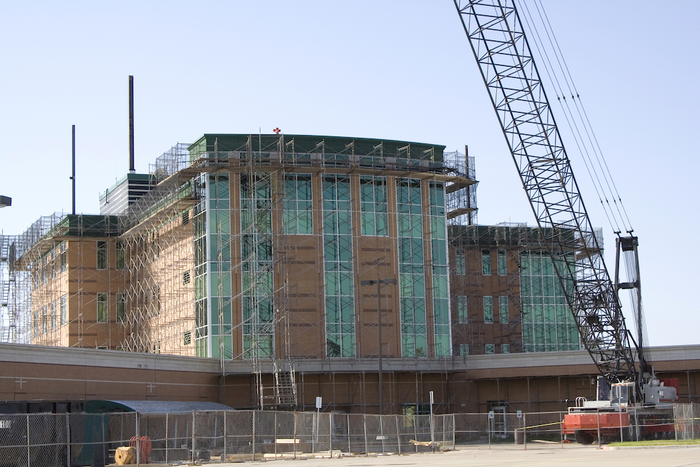 A healthcare construction project starts to take shape, coming in at a higher cost per square foot compared to a few years back